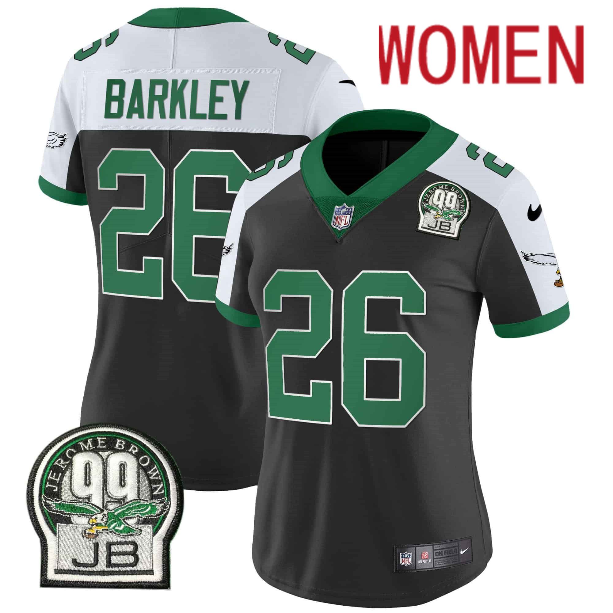 Women Philadelphia Eagles #26 Barkley Black 2024 Nike Jerome Brown Patch Alternate Limited NFL Jersey